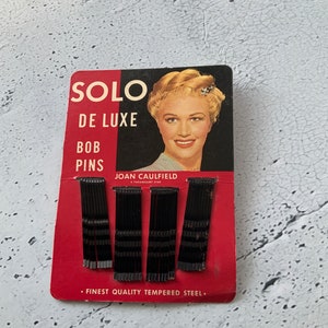 Joan Caulfield. Solo De Luxe bobby pins. Hollywood star. Vintage hair pin. Hair accessory. Bob Hope leading lady. Songs with Bing Crosby