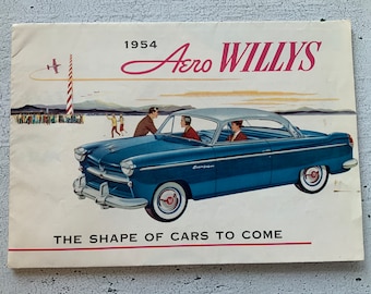1954 Aero Willys Brochure/poster. Awesome! Vintage automobile. 1950’s car stuff. Super Hurricane. Ace Deluxe. Aero Ace. Aero Eagle. Lark.