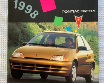 1998 Firefly brochure. Pontiac Firefly. Ad sheets. 3pg fold-out. Geo metro. Micro-car. Chevy sprint. Three cylinder. Suzuki cultus. Swift.