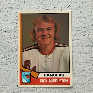 Rick Middleton OPC-kaart #304. Hockeykaart. 1973-1974. New York Rangers. Rechtervleugel. O-Pee-Chee. Nr. 304