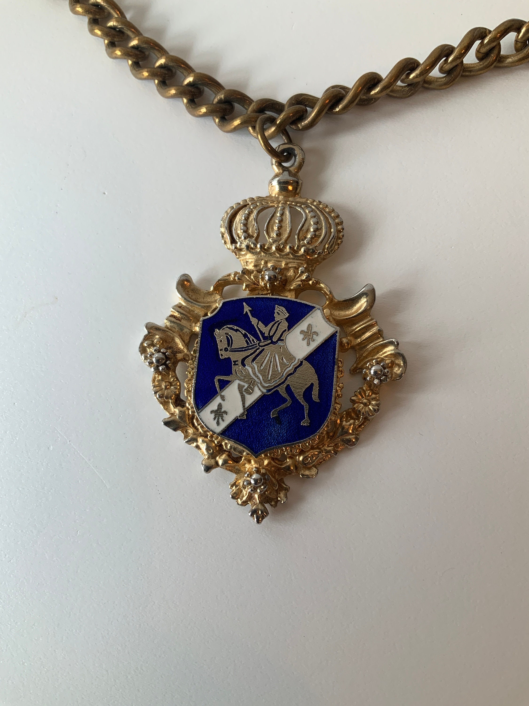 14K Gold Filled Large Royal Crest Monogram Necklace