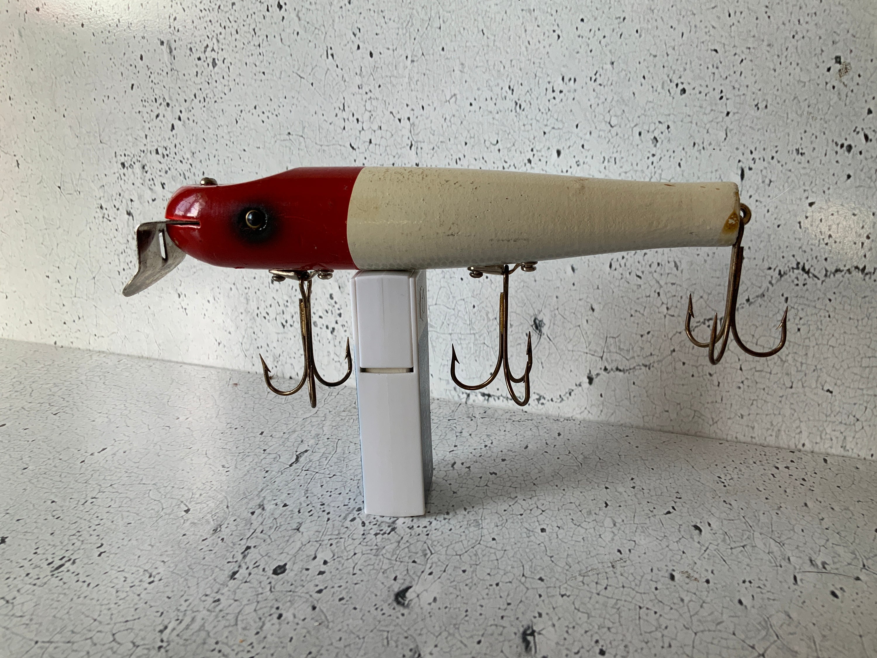 Vintage Red & White Large Fishing Lure Scandinavian Fisherman Lure Vintage  Cabin Lodge Lake House Decor 