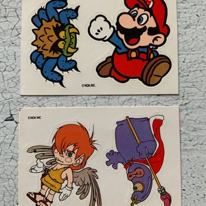 Mario Aufkleber!! Jahrgang. Automaten Aufkleber. Nintendo. Kind Ikarus. Käpt´n N Spielleiter. Krabbelkäfer. Auberginen-Zauberer. Schwer zu finden.