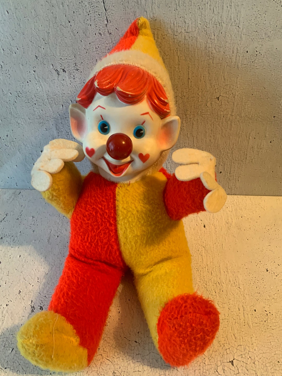 Musical Clown. Windup Nose. Vintage. Red and Yellow Clown Etsy