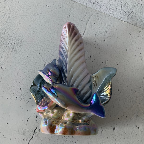 Dolphins. Rainbow LustreWare. Decor piece. Household decor. Sea life sculpture.