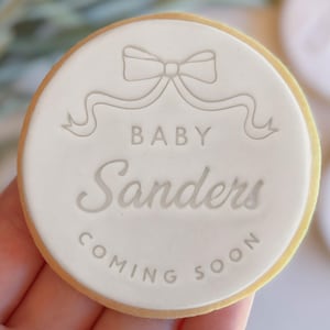 CUSTOM Baby Name Coming Soon - Cute - Fondant Stamp Cutter - Decorating Cupcakes or Cookies Biscuit, Stencil & Debosser
