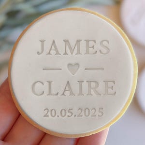 CUSTOM Names and Date Wedding Heart 2 - Fondant Stamp Cutter - Decorating Cupcakes or Cookies Biscuit, Stencil & Debosser