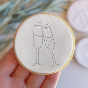 Champagne Glass - Fondant Stamp Cutter - Decorating Cupcakes or Cookies Biscuit, Stencil & Debosser