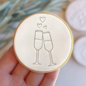 Champagne Glass Hearts-  Fondant Stamp Cutter - Decorating Cupcakes or Cookies Biscuit, Stencil & Debosser