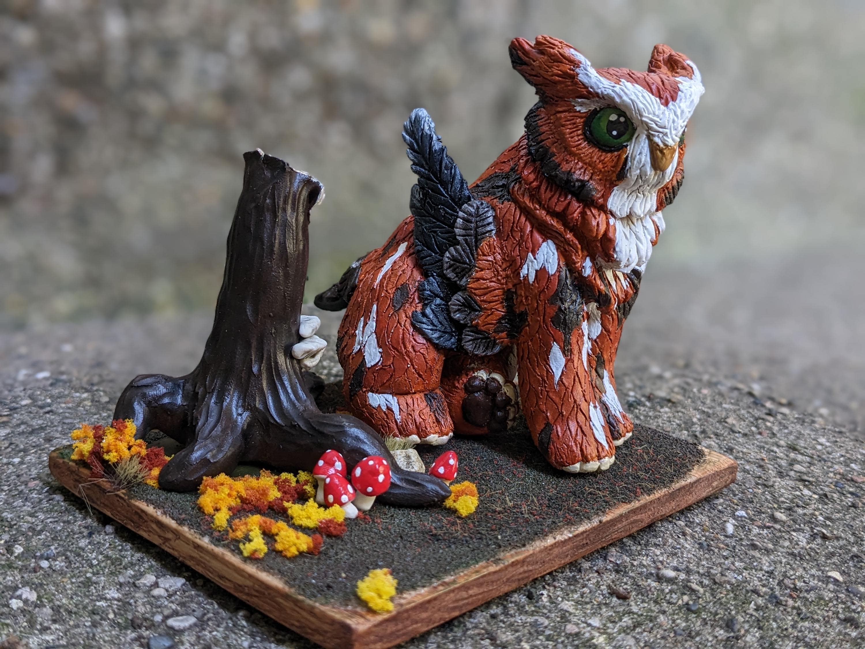 Owl Bear Polymer Clay Figurine