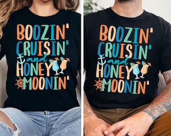 Honeymoon Cruise Couple's Shirts, Husband and Wife Lovers Trip Tee Shirts, Group Bride and Groom Matching T-Shirts, Cute Travel Graphic Tees