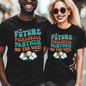 Pickleball Pregnancy Announcement Shirt, Matching Couple Shirt, Pickleballer Sport Outfit, Pregnancy Reveal to Husband, Retro Sports Mom Tee