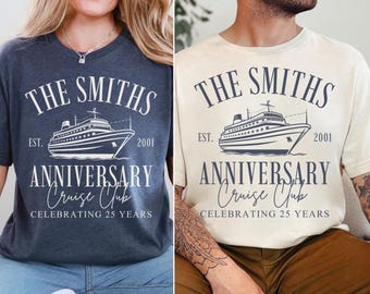 Custom Anniversary Cruise Shirts, Social Club Matching Couple Wedding Milestone Vacation Tees, Personalized Travel Partners Trip TShirts