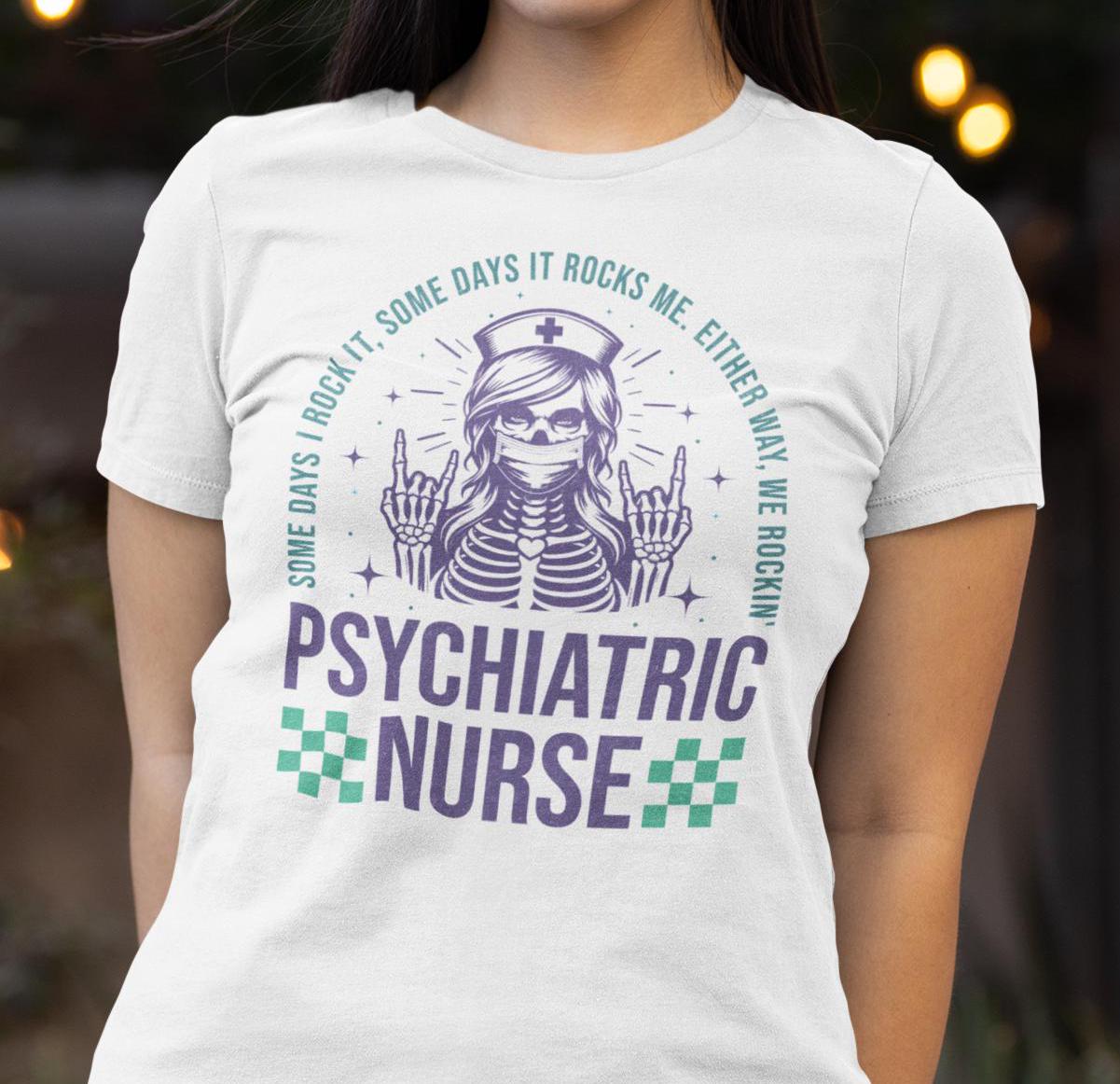 Psychiatric Nurse Tshirt, Halloween Mental Health Nurse Tee Shirt, Nursing School Graduation Gift, RN Nurse Appreciation Spooky T-shirt