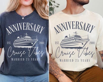 Custom Anniversary Cruise Shirts, Social Club Matching Couple Wedding Milestone Vacation Tees, Personalized Travel Partners Trip TShirts
