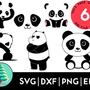 Panda SVG-bestanden voor cricut en snijmachines voor tshirts mokken en huis ambachten schattige panda SVG EPS DXF-bestanden silhouet