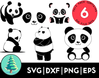 Panda svg files for cricut and cutting machines for tshirts mugs and home crafts cute panda svg eps dxf files Silhouette