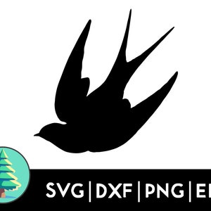 Hirondelle Silhouette SVG - Clipart oiseau, vecteur de moineau volant, téléchargement numérique, illustration de la faune, travaux manuels de la nature, conception de tatouage
