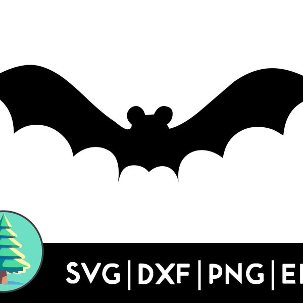 Bat Silhouette SVG - Halloween Clipart, Flying Bat Vector, Digital Download, Spooky Decor, DIY Crafts, Creepy Bat Graphic