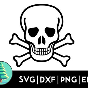 Skull & Crossbones SVG - Pirat Clipart, Halloween Design, Gothic Skull, Digital Download, Vektor-Illustration, druckbare Kunst