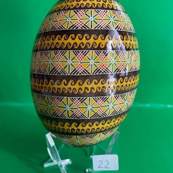 Arte con huevos: huevo de emú Pysanky, adorno cultural para la decoración del hogar