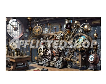 Digital Download Fathers Day Gift Steampunk Industrial Machine