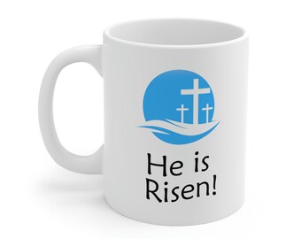 Easter Gift Trinity Crosses He is Risen Coffee Mug