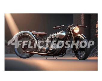 Steampunk Motorcycle Art Print: Victorian-Futuristic Design (Digital Download)