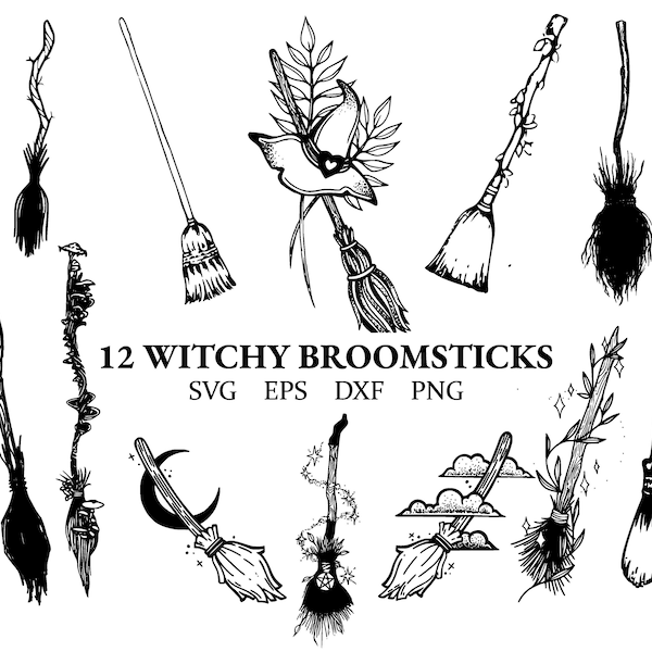 witchy broomsticks svg | witch broomsticks clipart | broom png | eps | dxf