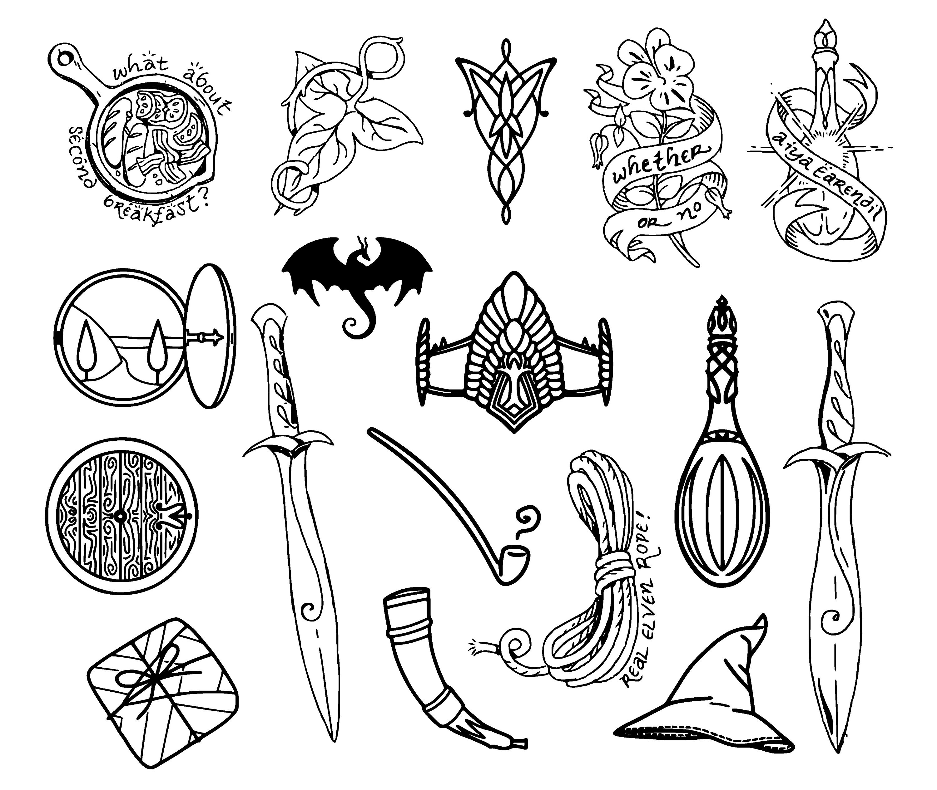 Lord of the Rings Svg LOTR Clipart Bundle One Ring Middle Earth Eps Dxf