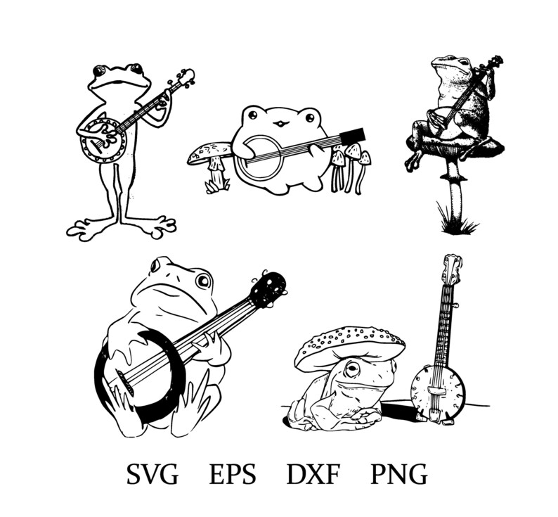 Banjo Frog Svg Cottagecore Frog Frog Svg Etsy