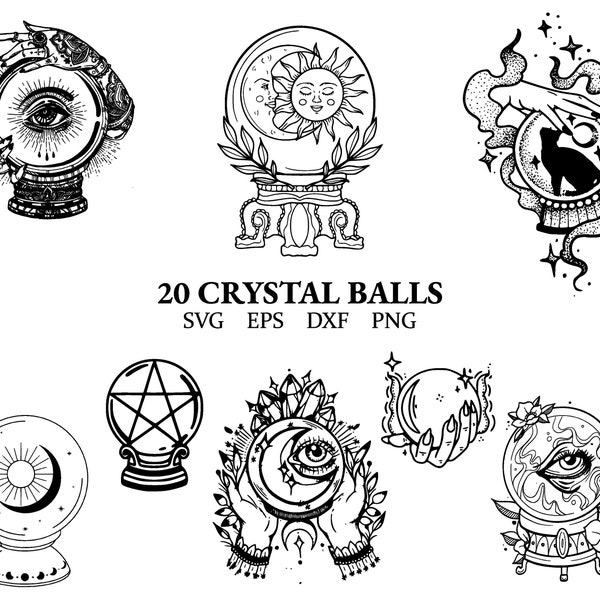 Crystal ball svg | fortune telling clipart | witchy png | eps | dxf