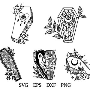 Coffin svg | Coffin with flowers | Gothic Clipart | png | eps | dxf