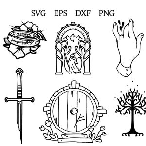Lord of the Rings Svg LOTR Clipart Bundle One Ring Middle Earth Eps Dxf