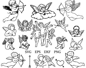 Cherubs svg | baby angels clipart | love angels | png | dxf | eps