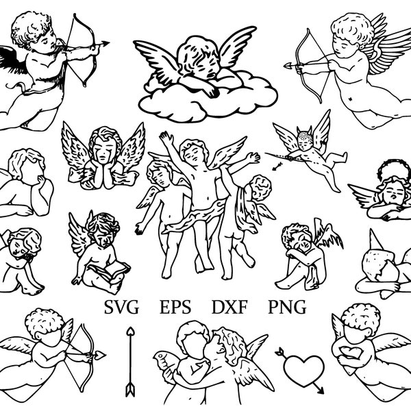 Cherubs svg | baby angels clipart | love angels | png | dxf | eps