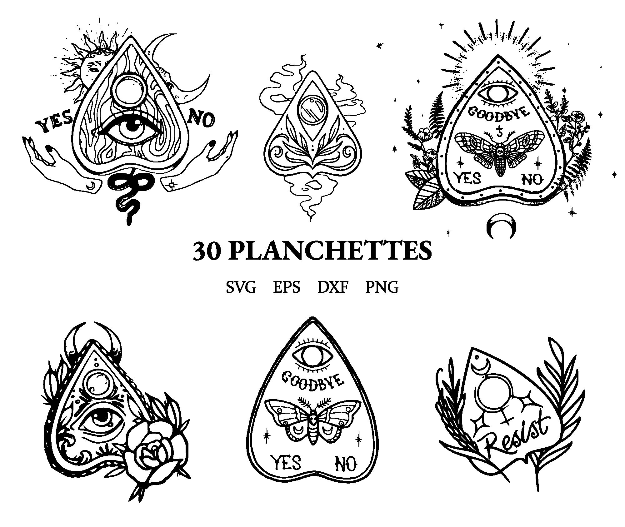 Planchette Cricut Board Evil Eye Svg, Png, Jpeg, Dxf Cut Files for Plotting  Cutting Machines Cricut Silhouette Printable Stickers 