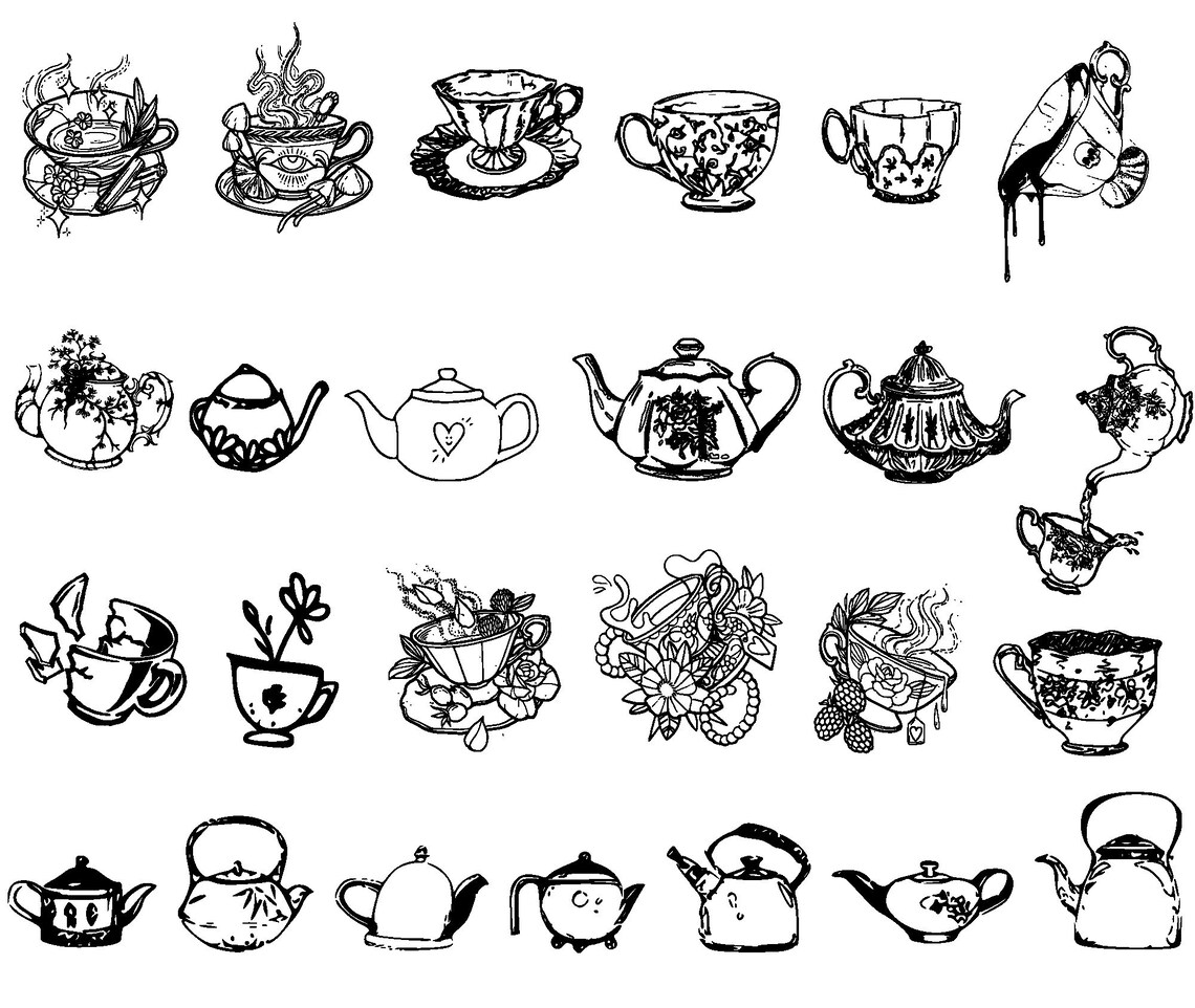 Teapots and Teacups Svg Teacup Clipart Eps Dxf Png Etsy