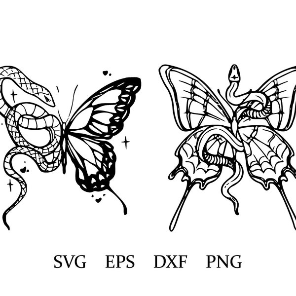 butterfly snake | snake butterfly svg | floral snake | eps | png | dxf