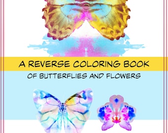 Utskrivbar omvänd målarbok 'Fjärilar och blommor' - 15 sidor | Rita linjerna | Bokstavstorlek | Direkt nedladdning | INGEN KOMMERSIELL ANVÄNDNING