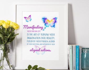 Inspirerande citat utskrivbar väggkonst "Manifestera ditt drömliv.."