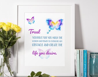 Inspirerande citat utskrivbar väggdekoration "Lita på dig själv"