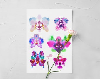 Omvänd målarbild 'Färgglada orkidéer' - Rita linjerna | Bokstavstorlek | Direkt nedladdning | Utskrivbar | INGEN KOMMERSIELL ANVÄNDNING