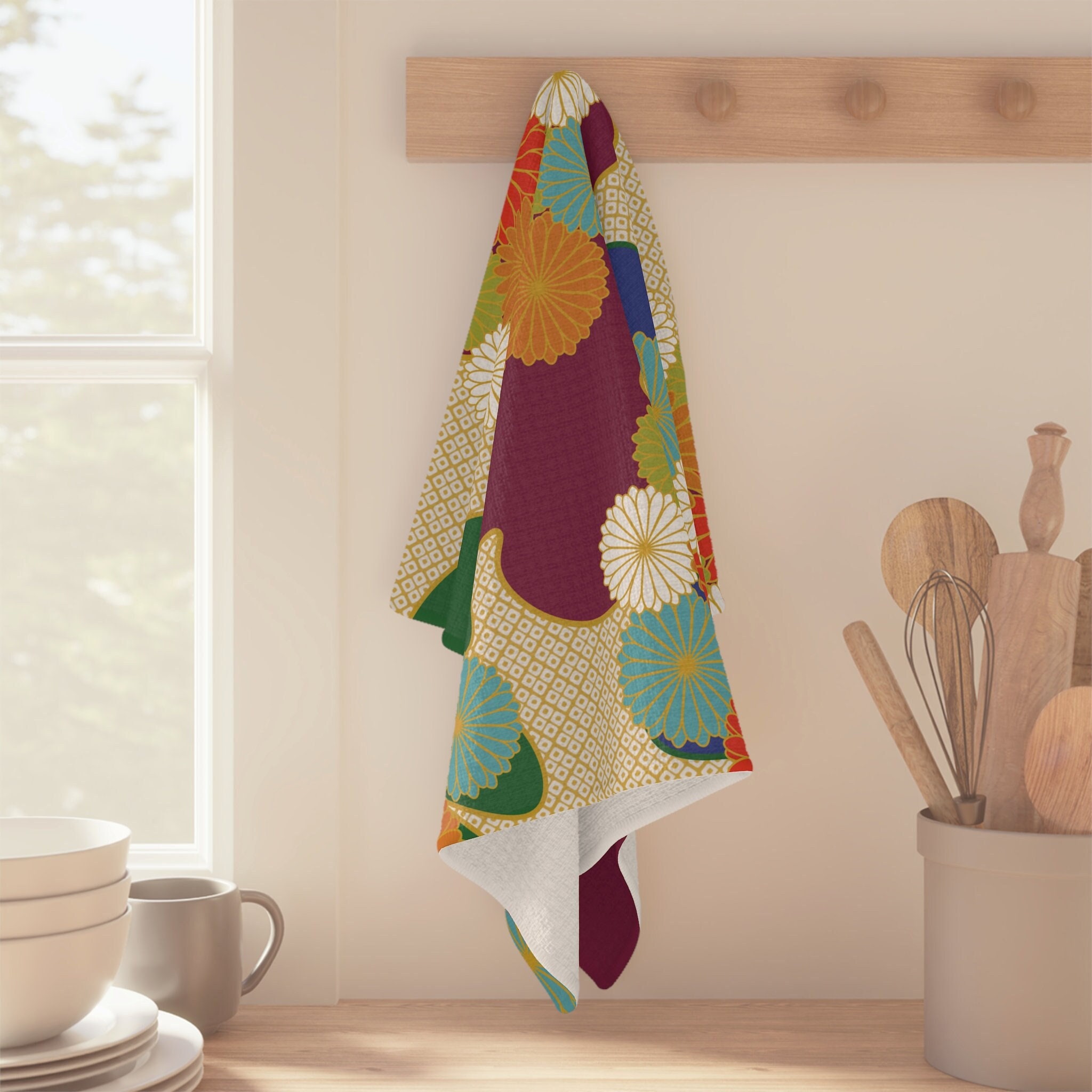 Mid Century Modern Cats Kitchen Towels Decorative Set,Absorbent Dish Cloths  with Hanging Loop Cute Tea Towels Hand Towels for Kitchen Farmhouse Home