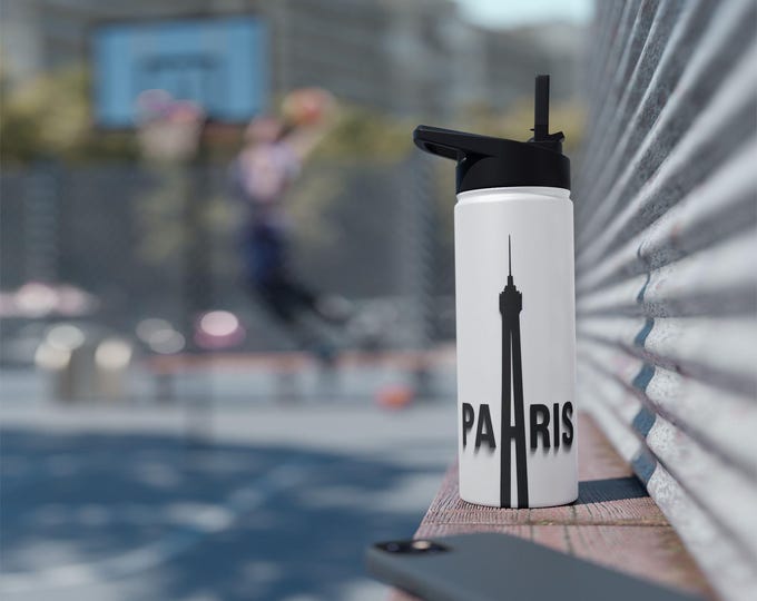 Featured listing image: Eiffel Tower Silhouette Water Bottle Paris-Inspired Stainless Steel Travel Flask