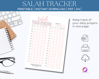 Salah Tracker Printable 2024 | Muslim Prayer Tracker | Monthly Daily Prayer Tracker | Ramadan Planner PDF