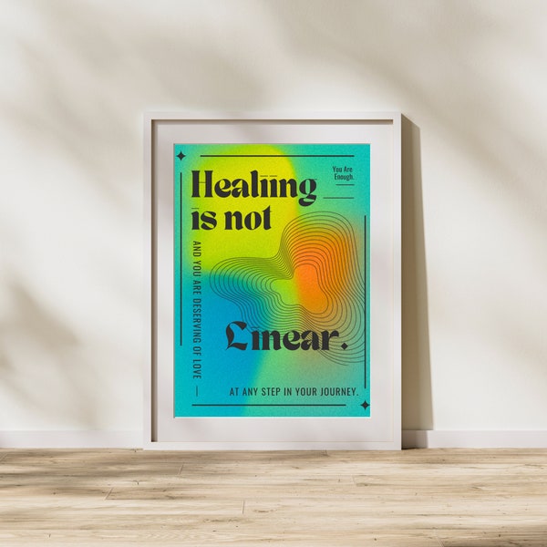 Healing Is Not Linear Motivational Digital Poster, Healing Self Help Digital Print, Self Love Poster