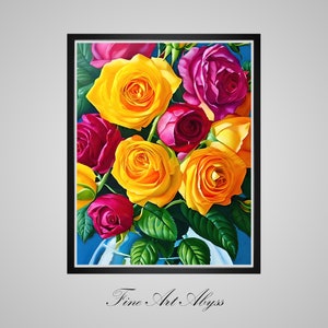 Mixed Roses | Digital Art Print | Home Decor | Wall Art | AI Generated | Instant Download | Printable