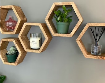 Altholz Hexagon Wandregale - Wandregal Hexagon Lagerung Regal Wohnkultur