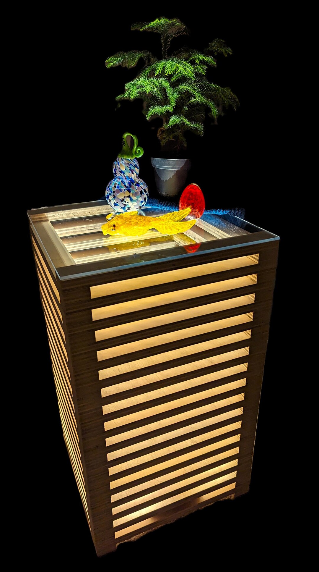 Illuminated Nightstand LED Side Table Modern Infinity Etsy